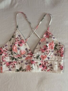 Zara Floral Crop Bralette Top in White, Pink, Purple